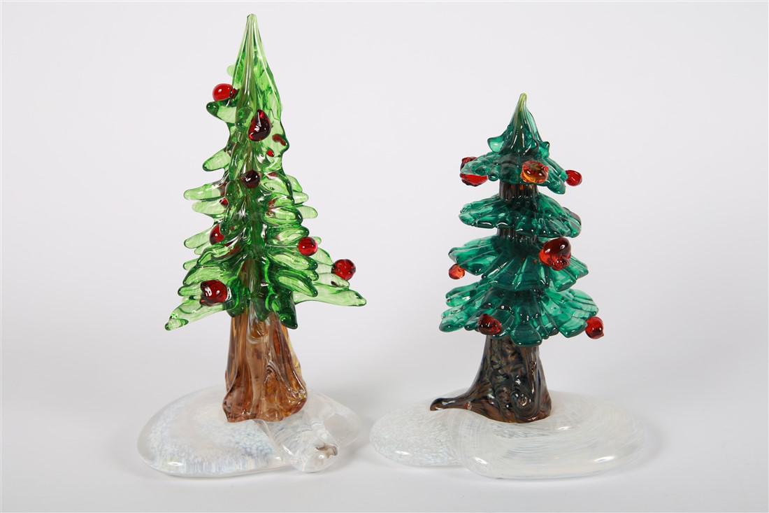 Art Glass Christmas Trees, Lot of 2 (1 of 3)