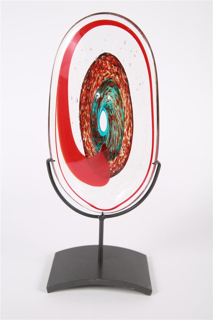 John Fletcher, Art Glass Oval Sculpture on Stand (1 of 3)