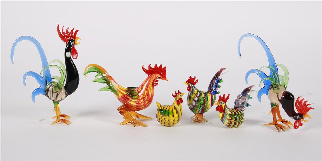 Collection of Art Glass Chickens (1 of 7)