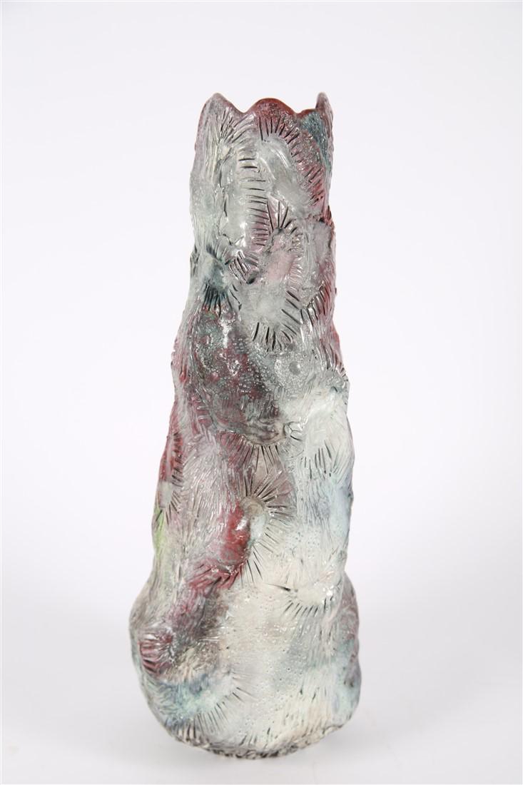 Lyn Reed, Red and Gray Floral Impression Vase (1 of 4)