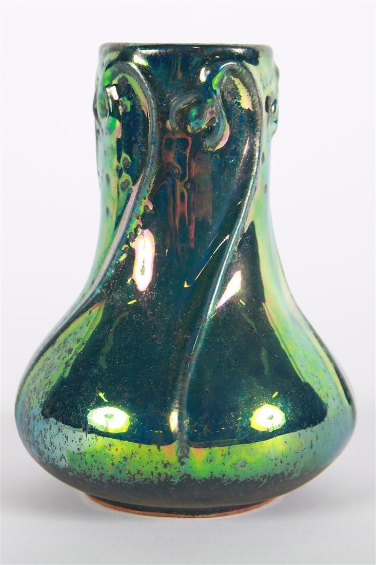 Pewabic, Green Iridescent "Snowdrop" Vase (1 of 5)