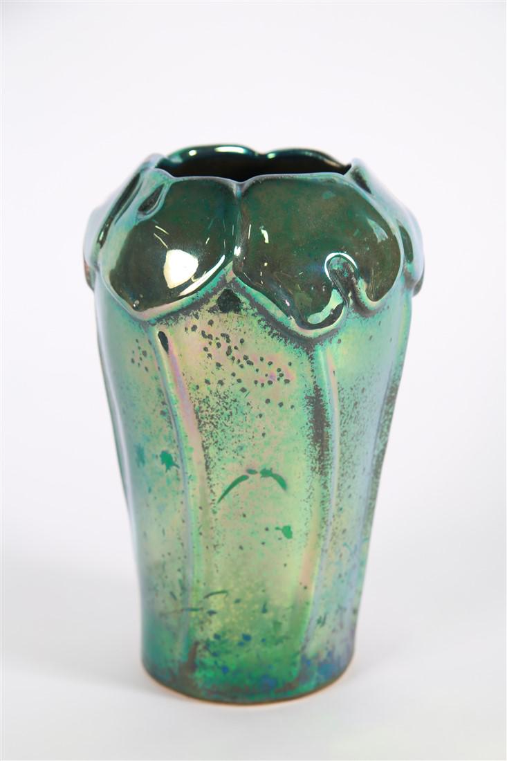 Pewabic, Iridescent "Lotus" Vase (1 of 4)