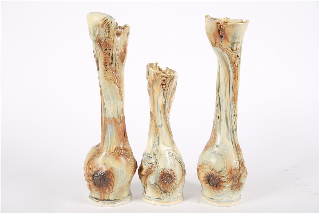 Set of Three Ceramic Fossil Vases (1 of 5)