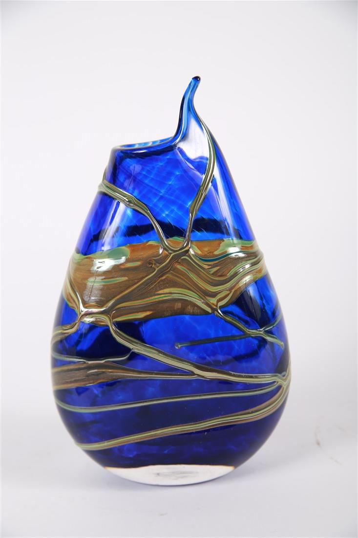 Swan, Cobalt Teardrop Art Glass Vase (1 of 3)