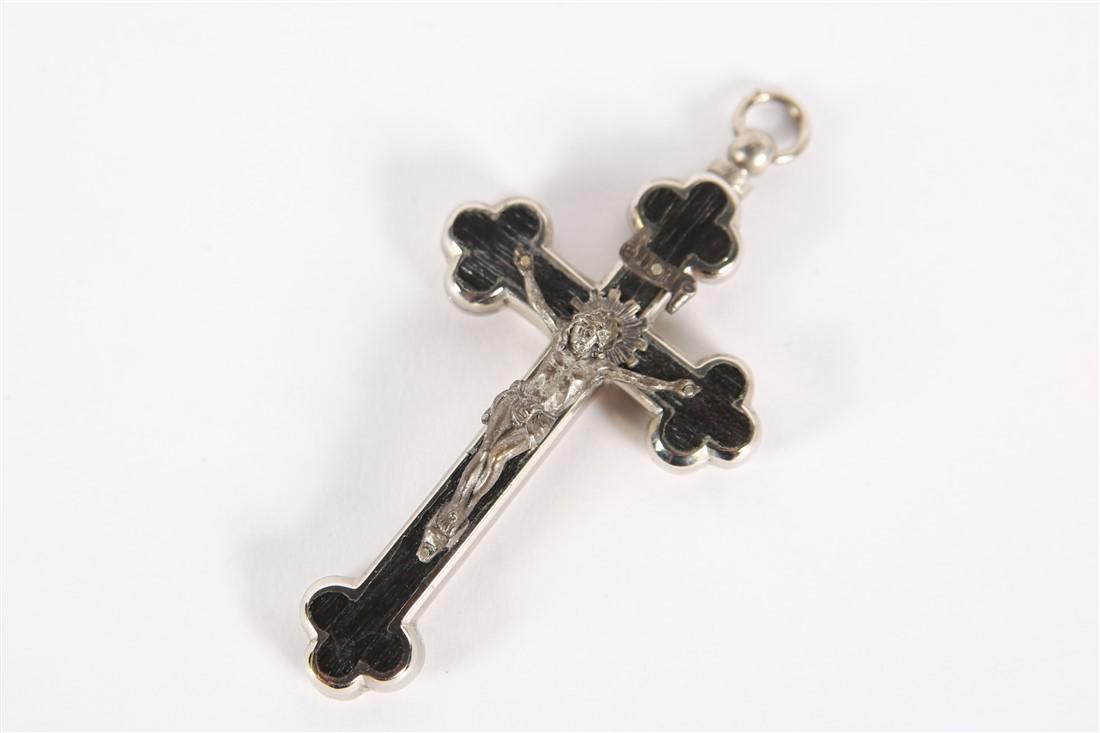 Ebonized Wood Crucifix Reliquary with Ten Relics (1 of 6)