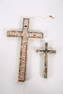 Two Mother of Pearl and Olive Wood Crucifixes