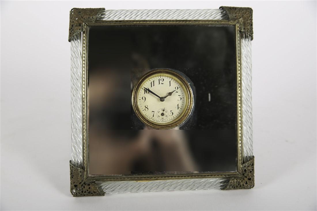 New Haven Clock Co, Glass Mirrored Dresser Clock (1 of 4)