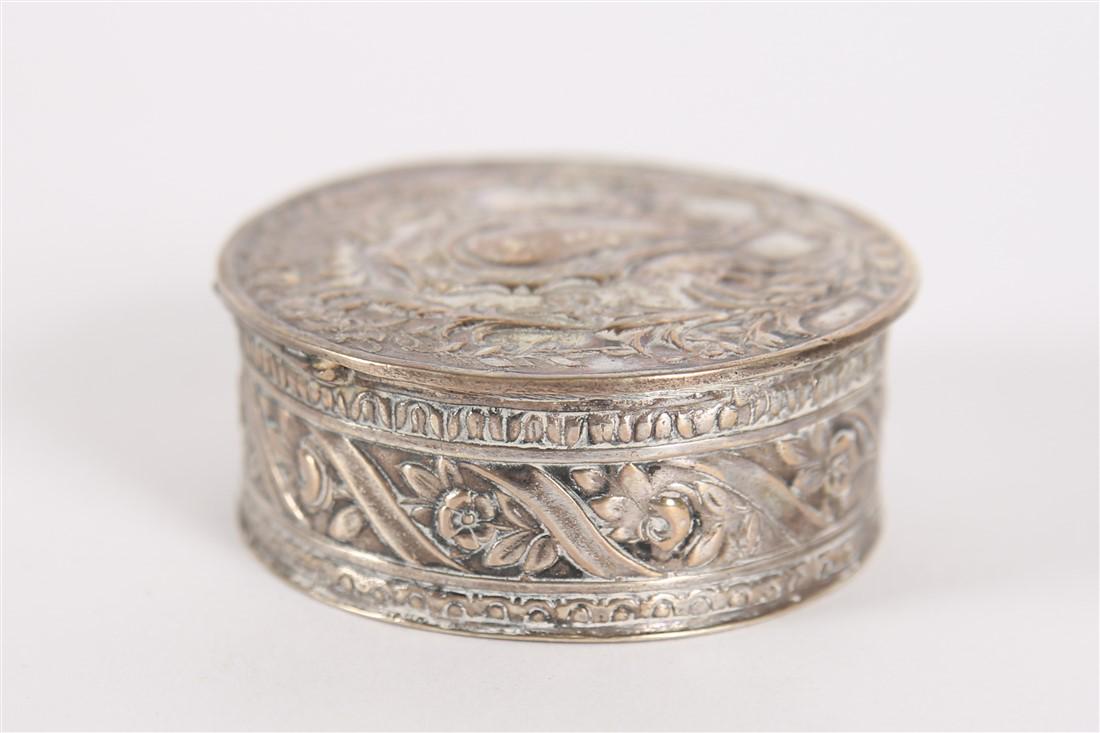 German 800 Silver Round Repousse Trinket Box (1 of 3)
