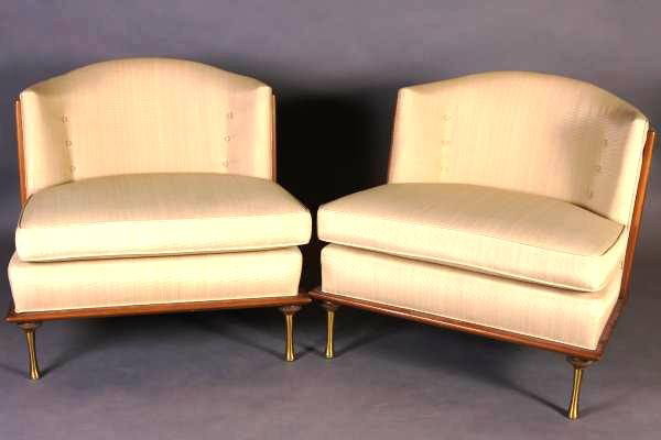 Pair Mid-Century Birch And Upholstered Tub Back Chairs: Pair mid-century birch and upholstered tub-back chairs. American, 20th century. Height 29", width 31", depth 26". Condition: Appears fine.