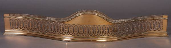 Late Geogian Brass Serpentine Fire Fender, English: Late Georgian brass serpentine fire fender. English, early 19th century. Length 48". Condition: The lower edge with three small dents. One small piece of the upper border is broken off.