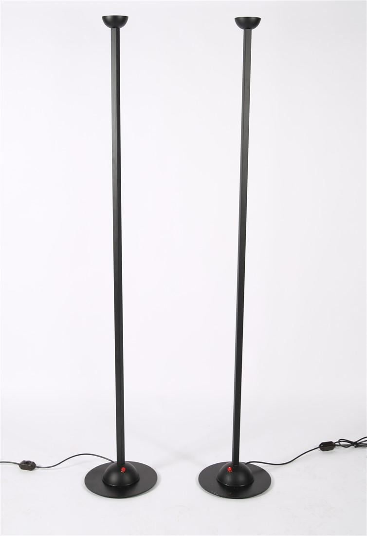 Pair of Black Torchiere Floor Lamps (1 of 5)