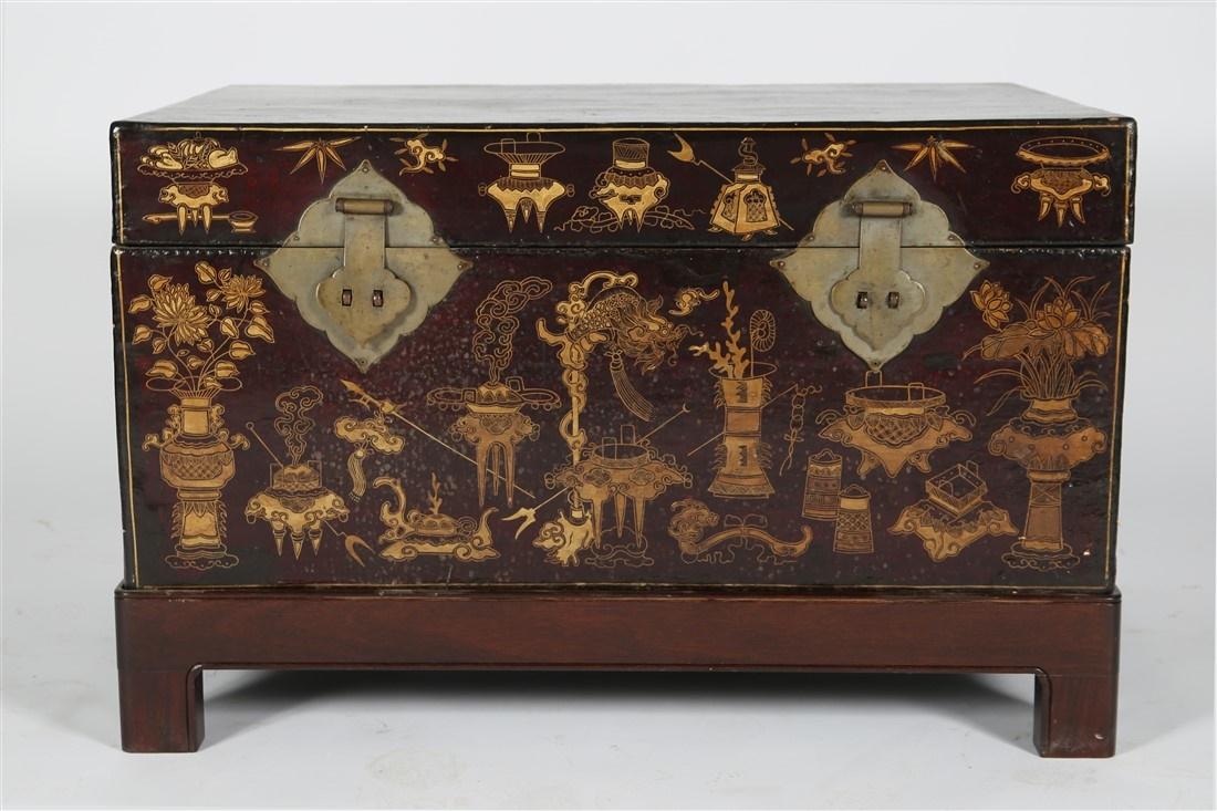Chinese Decorated Leather Trunk (1 of 10)