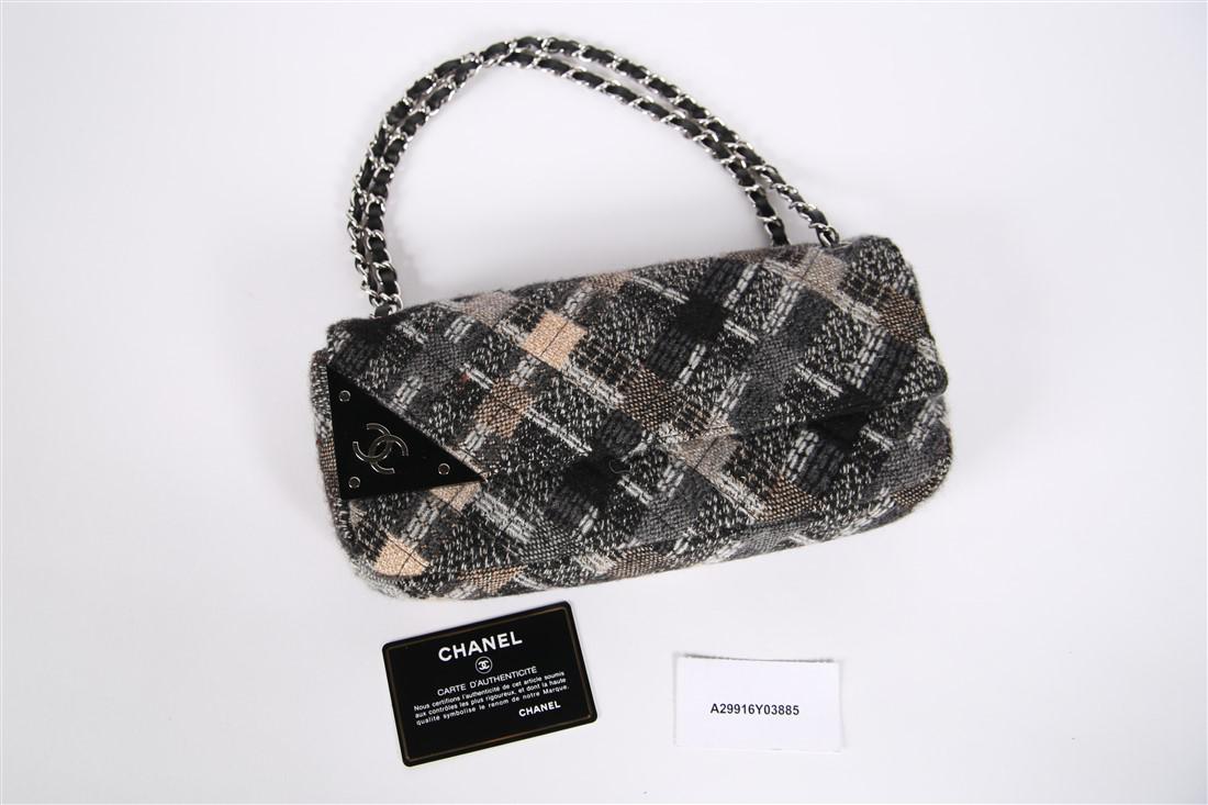 Chanel, Plaid Tweed Baguette Style Flap Bag (1 of 7)