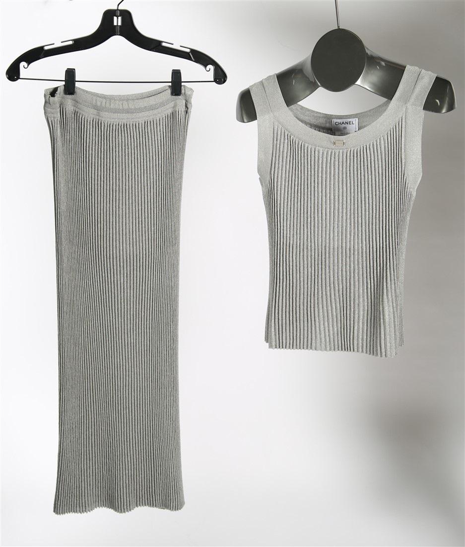 Chanel, Gray Ribbed Knit Set (1 of 7)