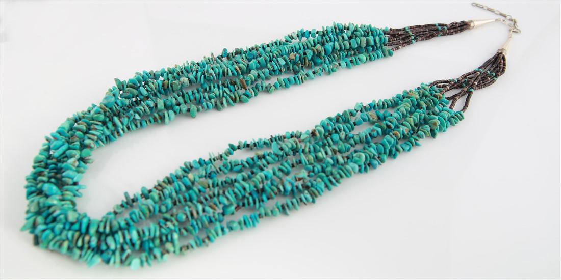 Seven Layer Turquoise and Heishi Beaded Necklace (1 of 6)