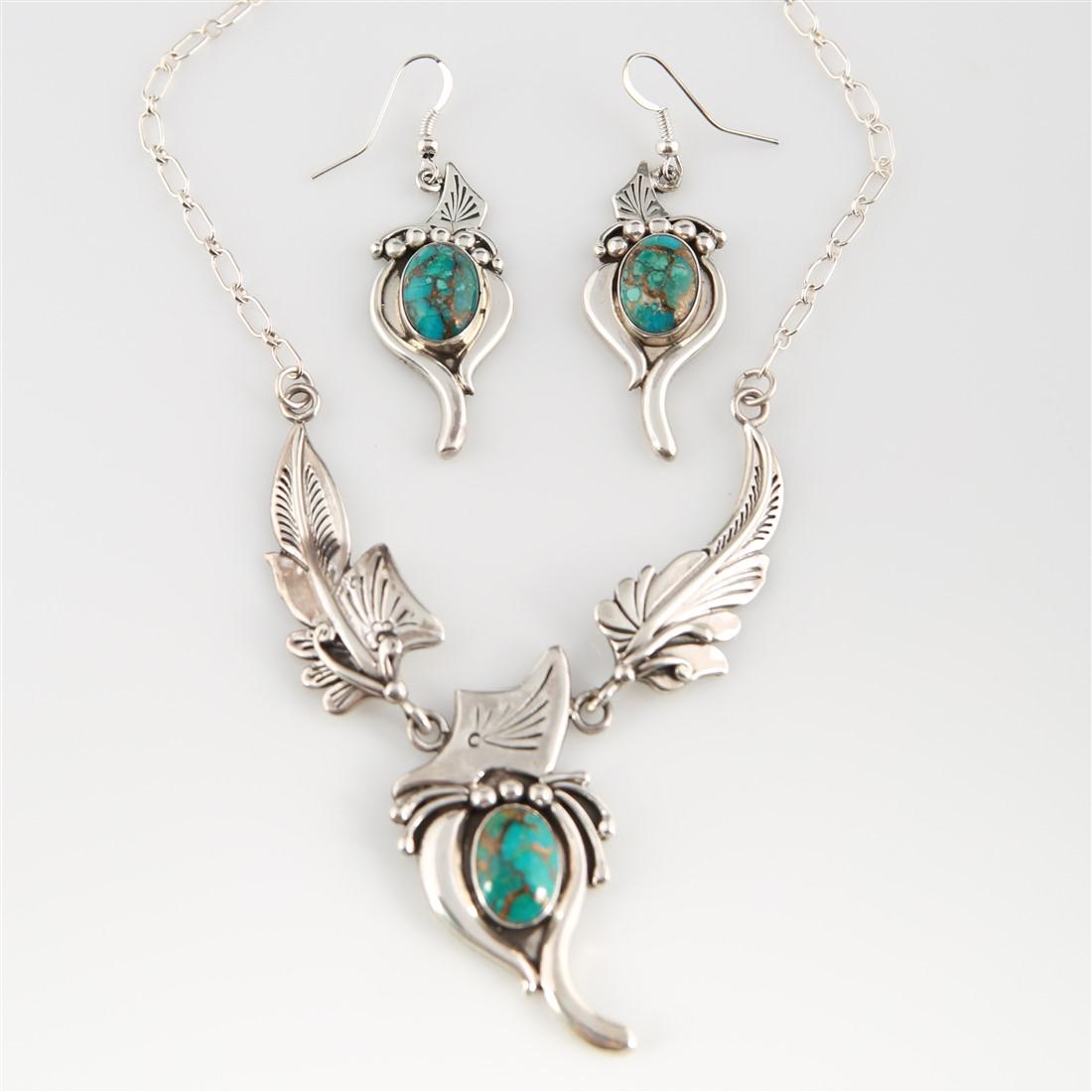 Native American Turquoise Necklace and Earrings (1 of 6)