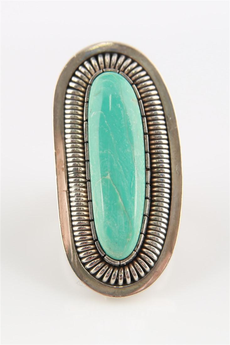 Turquoise and Sterling Silver Cabochon Ring (1 of 5)
