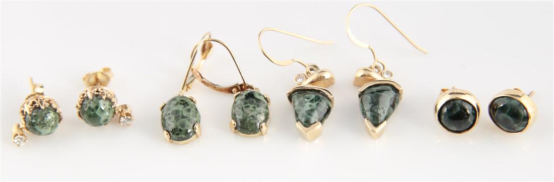 Collection of Four 14k Isle Royale Stone Earrings (1 of 4)