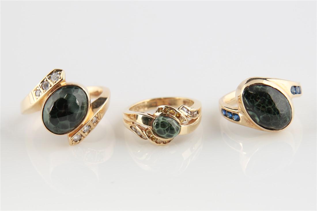 Three 14k Isle Royale Greenstone Rings (1 of 6)