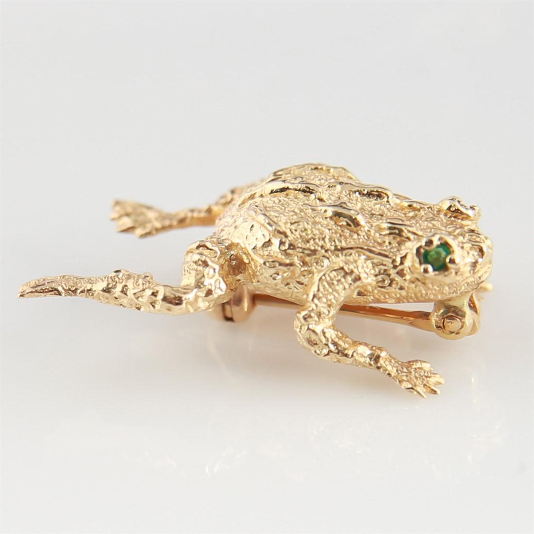 14k Yellow Gold Frog Pin with Emerald Eyes (1 of 3)