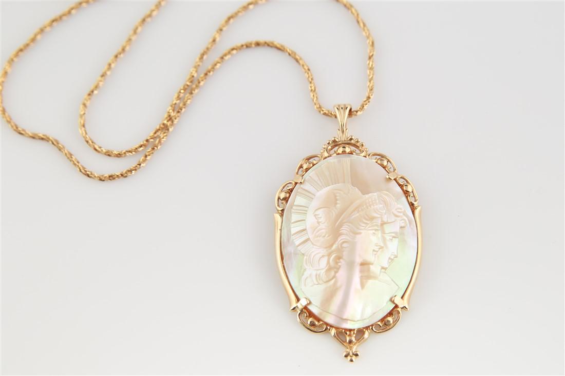 14k Italian Mother of Pearl Cameo Necklace (1 of 3)