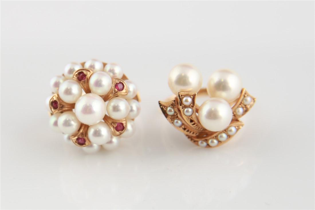 Two 14k Yellow Gold and Pearl Rings (1 of 7)