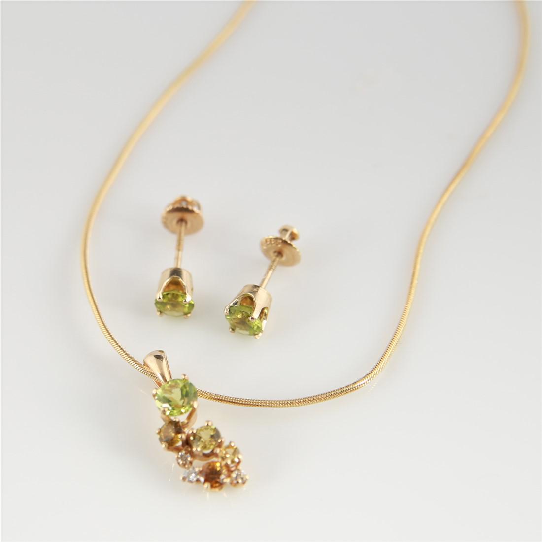 14k Yellow Gold, Peridot, Citrine Set (1 of 2)