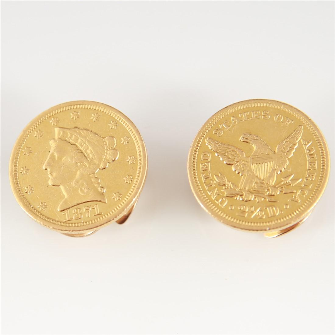1851 and 1871 US 2 1/2 Dollar Coin Cufflinks (1 of 3)