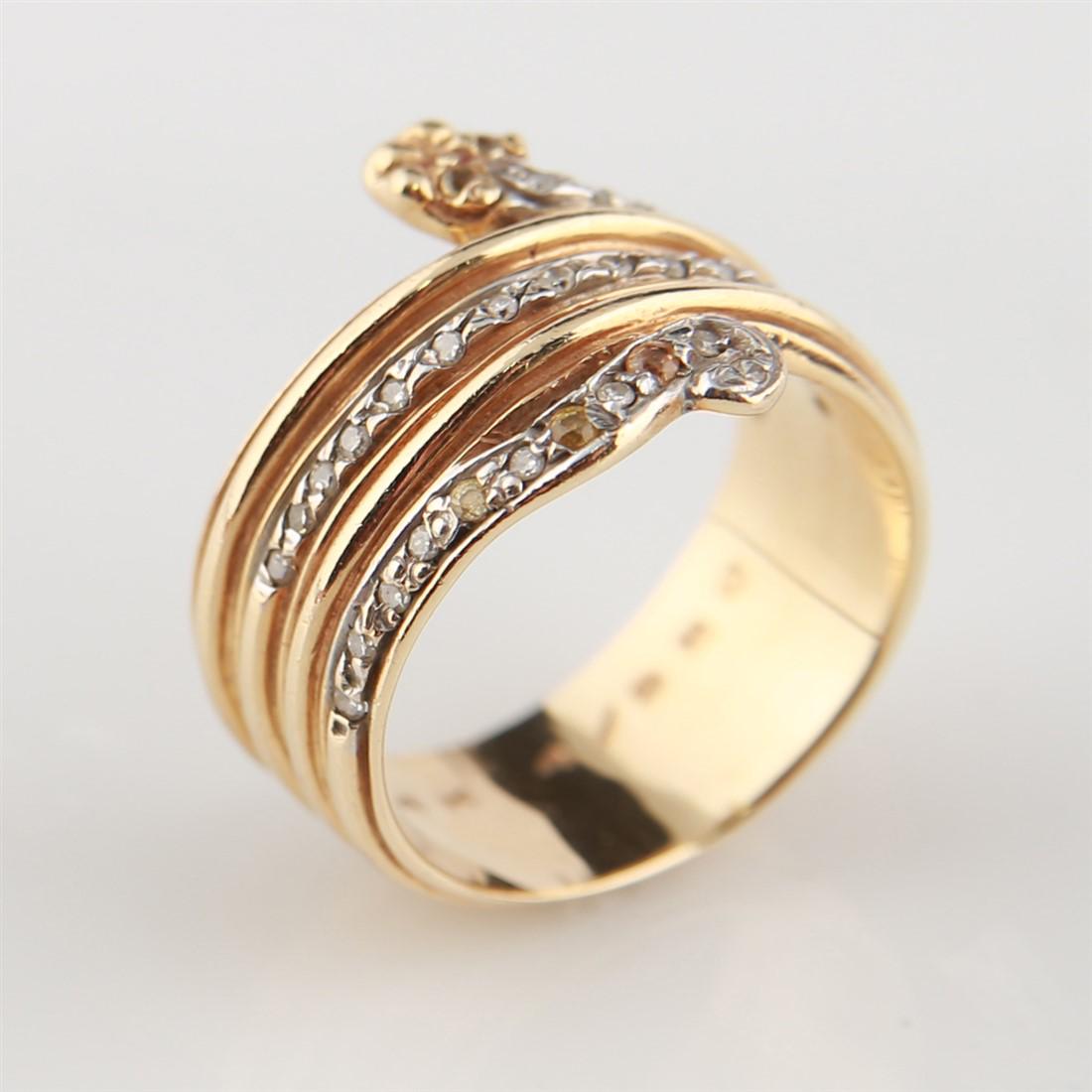 Erte, 14k Yellow Gold Snake Ring (1 of 5)