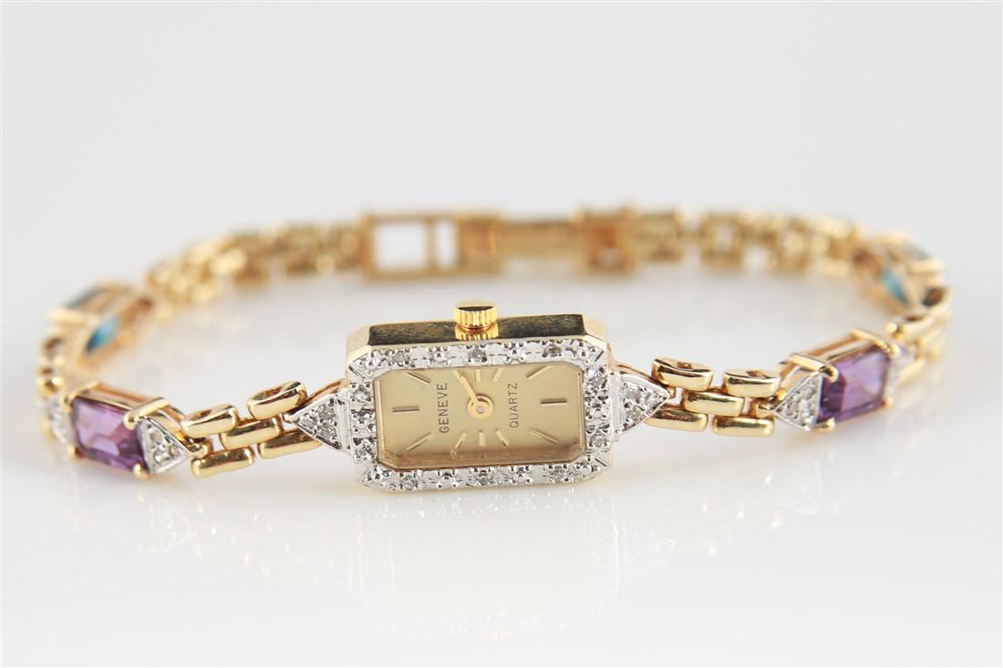 Geneve, 14k Gold and Gemstone Watch (1 of 4)