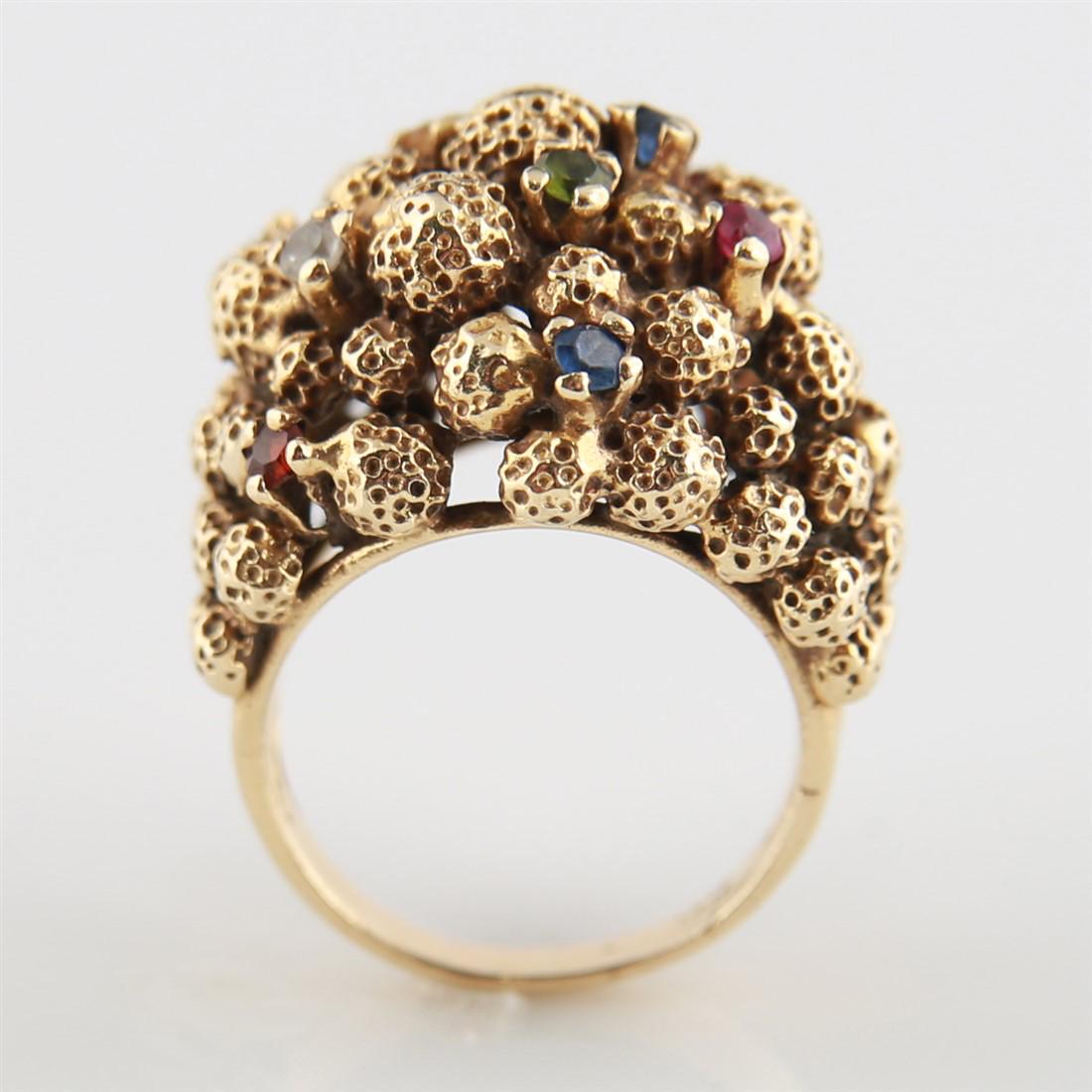 14k Gold Cluster Ring with Synthetic Gemstones (1 of 5)