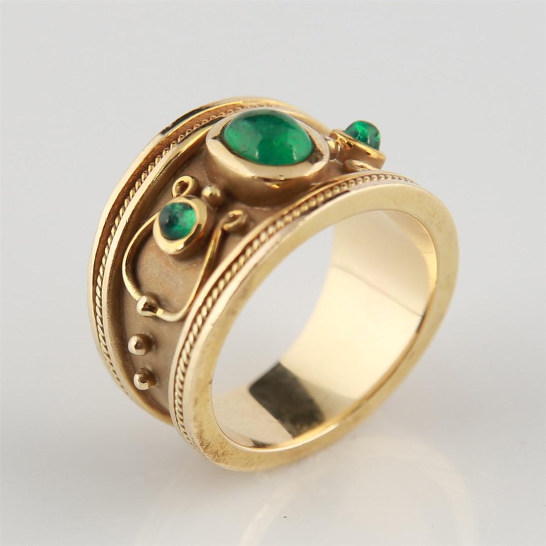 Nyman, 14k Yellow Gold Emerald Cabochon Ring (1 of 6)