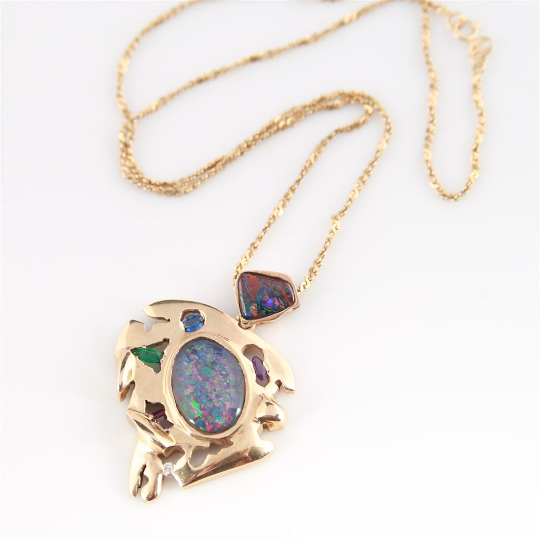 18k Yellow Gold Freeform Opal Necklace (1 of 3)