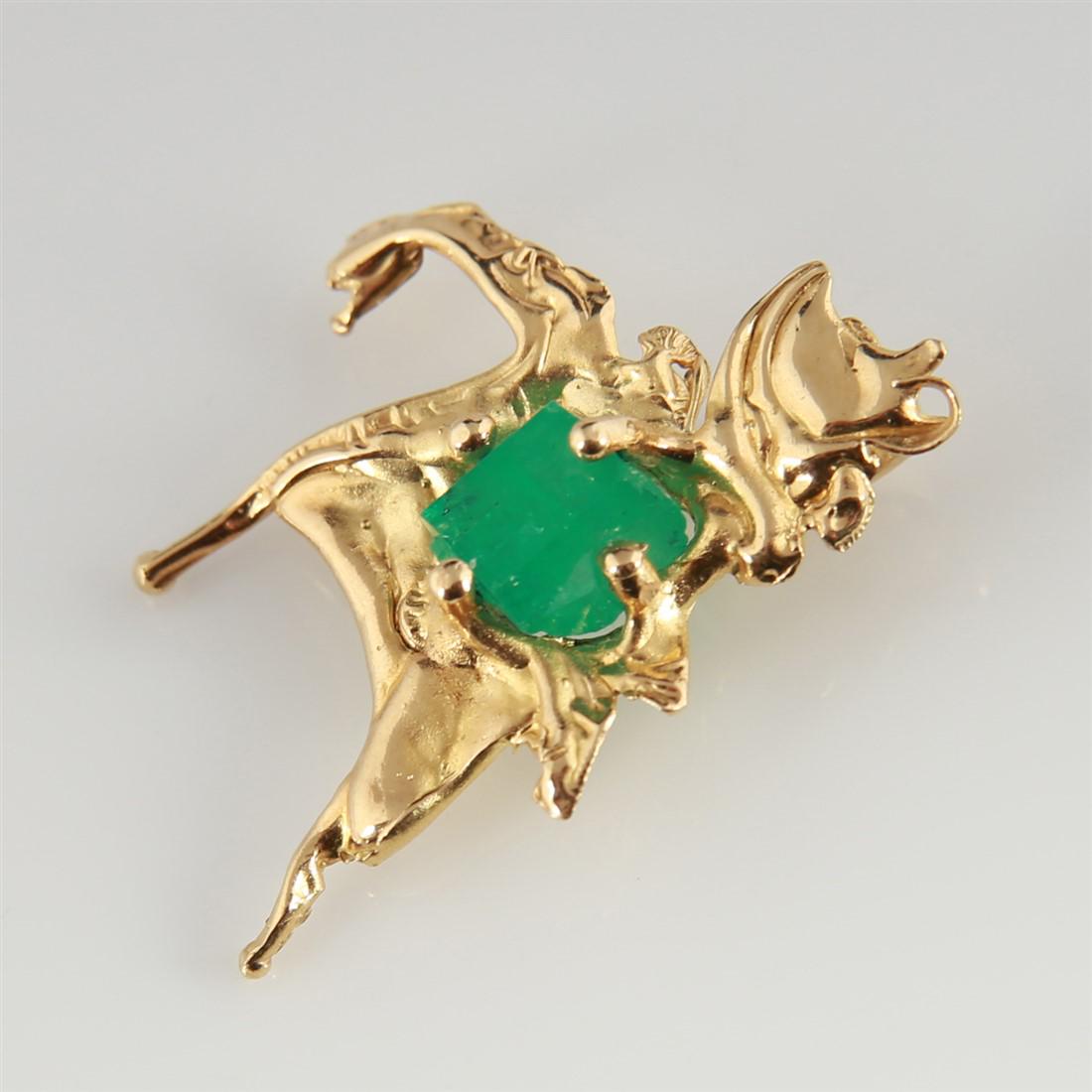 18k Yellow Gold Water Cast Emerald Pendant (1 of 2)