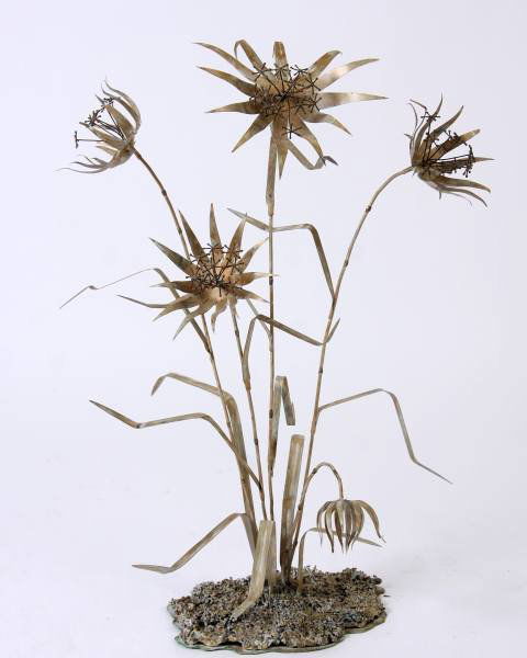 Silas Seandel, Metal Floral Sculpture, 20th C.: Silas Seandel patinated metal floral sculpture. 20th century. Height 26", width 18".