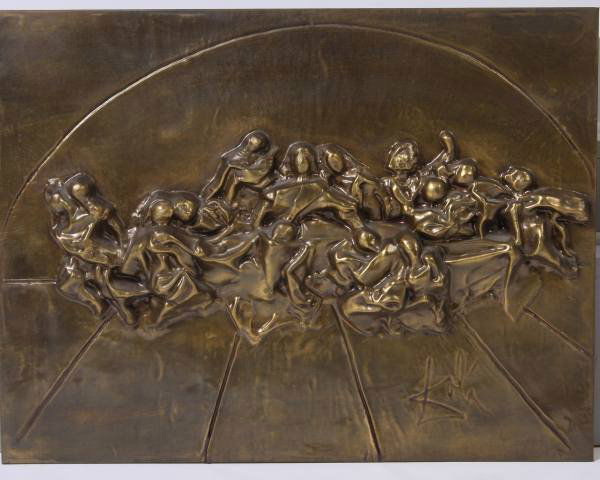 Salvador Dali (1904-1982), "The Last Supper", 1978: Salvador Dali (Spanish, 1904-1989). "The Last Supper", 1978. Bronze patinated metal bas relief wall sculpture. Edition IV 156.195. Marked at lower left "IV 156/195". 18" x 24". Provenance: The Center