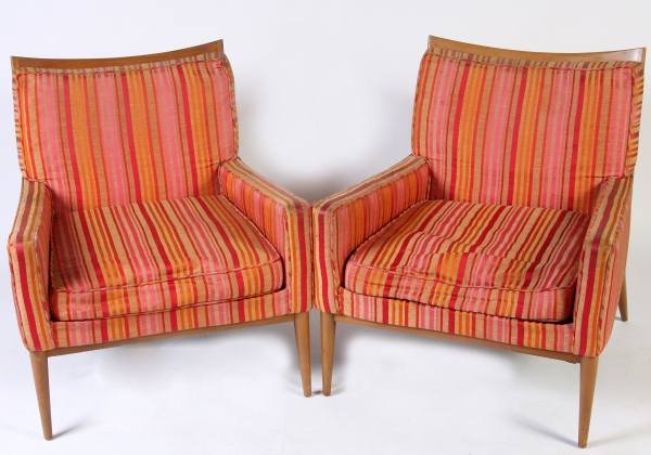 Pair Paul McCobb Upholstered Arm Chairs, 20th C.: Pair Paul McCobb upholstered arm chairs. American, 20th century.