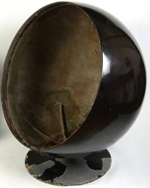 Eero Aarnio Black Fiberglass "Ball" Chair: Eero Aarnio designed "Ball" chair. Made by Asko, circa 1960. Black fiberglass shell. Diameter 39", height approximately 50".