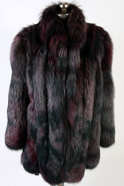 Women's Multi Colored 3/4 Length Fox Fur Jacket: A woman's jacket made of multi-colored fox fur. 20th century. 3/4 length. Size large, 12-16.