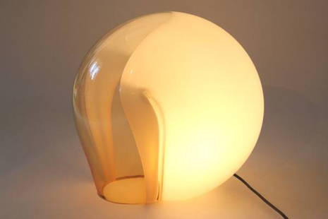 Luciano Vistosi Glass Table Lamp, Italian, 20th C.: Murano glass table lamp. Italian, 20th century. Designed by Luciano Vistosi. Height 15", width 15".