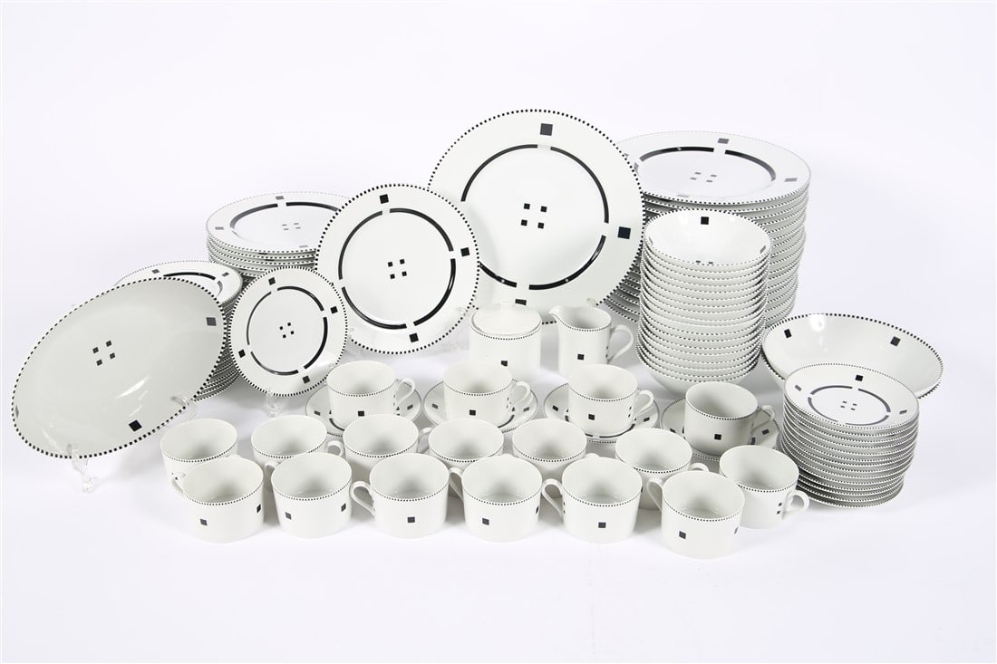 Swid Powell, 112 Piece "Tuxedo" Set of China (1 of 8)