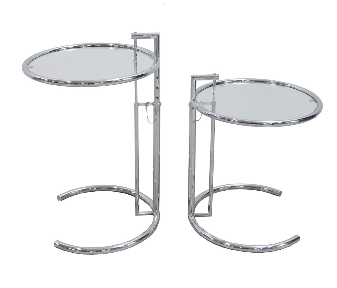 Eileen Gray, Pair of Chrome and Glass Side Tables (1 of 6)
