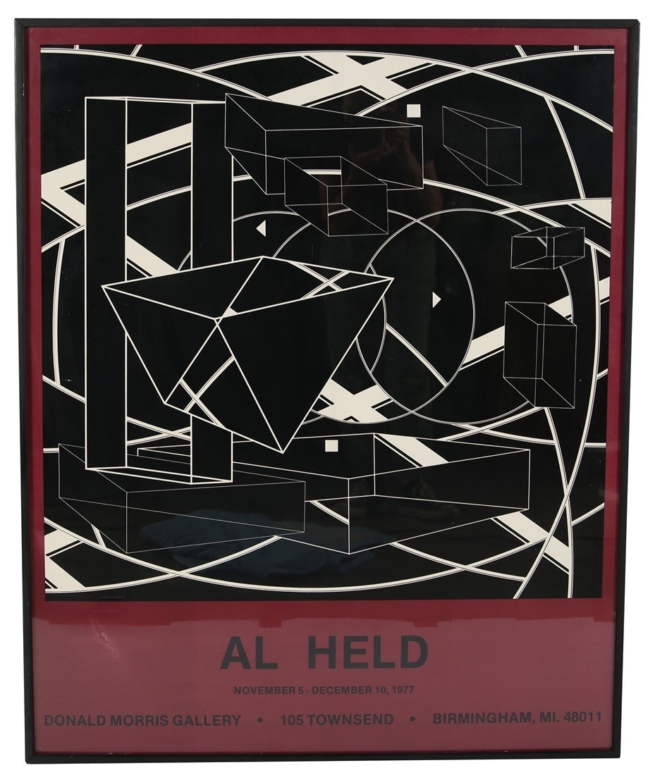 Al Held, Donald Morris Gallery Poster: Al Held (American, 1928-2005). Gallery poster. Lithograph, 1977. Sight: 41 1/2" x 33 5/8". Frame: 42 1/2" x 35 3/4". Offset lithograph poster advertising the Al Held exhibition at the Donald Morris Ga