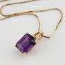 14k Yellow Gold Amethyst and Diamond Necklace