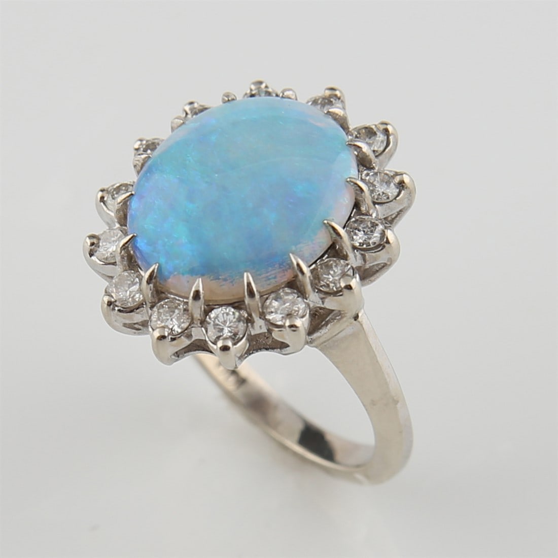 14k White Gold Australian Opal and Diamond Ring (1 of 6)
