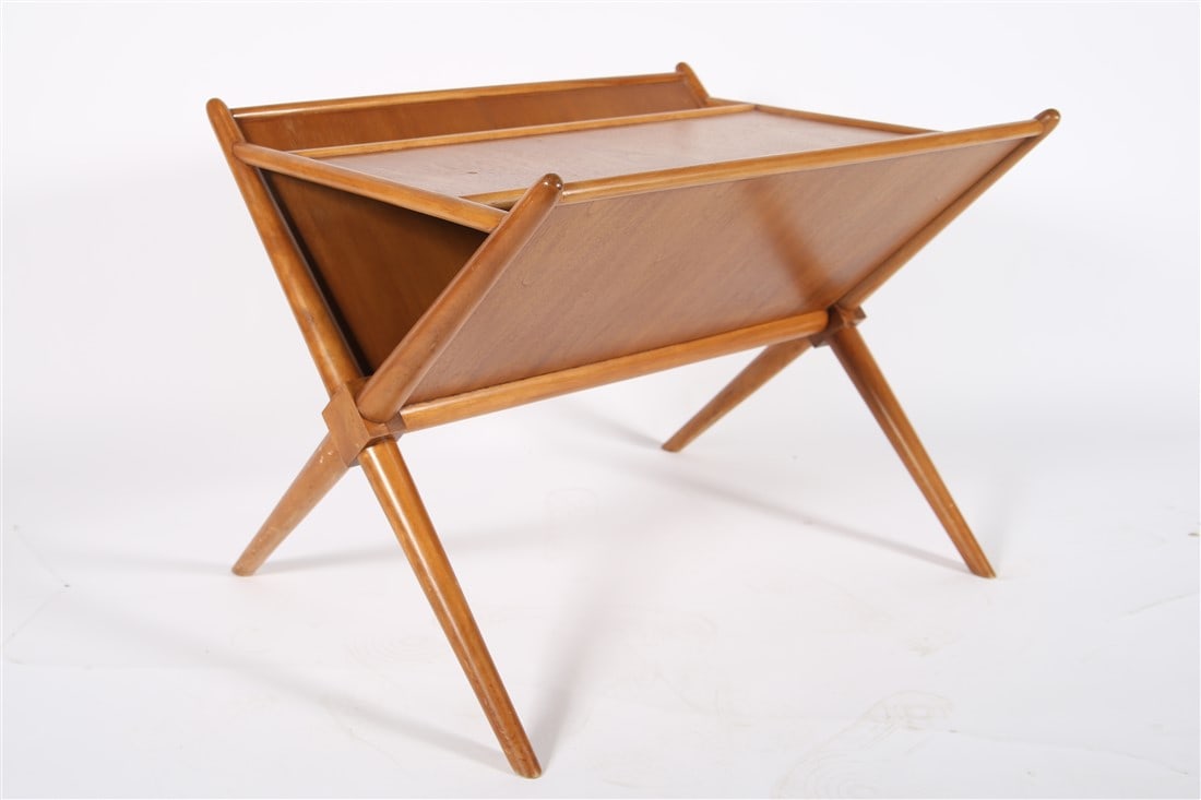 Robsjohn-Gibbings for Widdicomb, Magazine Table: T.H. Robsjohn-Gibbings (English, 1905-1976). Walnut. Designed for Widdicomb. Height: 22 1/4", Length: 29", Depth: 23 1/4". Wood magazine table designed by T.H. Robsjohn-Gibbings for Widdicomb. Widdico