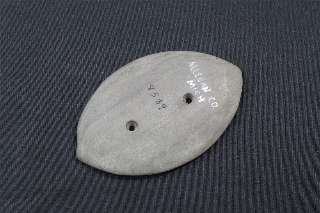 Gorget: 5 3/8" x 3 1/2". Allegan County, Michigan.