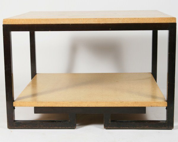 Paul Frankl Cork and Mahogany Occasional Table: Paul Frankl lacquered cork and mahogany occasional table. American, 20th century. Made by Johnson Furniture Company. Height 24", width 36", depth 33"