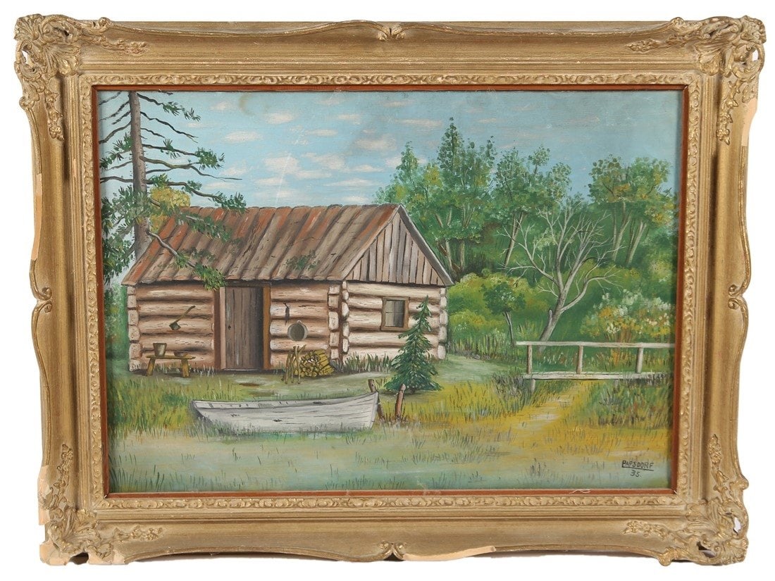 Frederick Papsdorf, Log Cabin Painting (1 of 4)