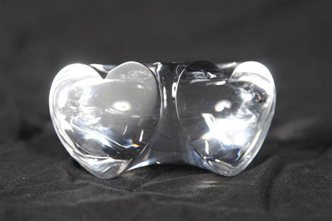 Steuben, "True Love" Figurine: Steuben Glass Works (American, established 1903). "True Love". Crystal. Designed by Dan Mehlman, 1994. Design: 8737D. Height: 1 1/2", Length: 3 1/4", Depth: 1 3/4". Two heart crystal figurine by Steub